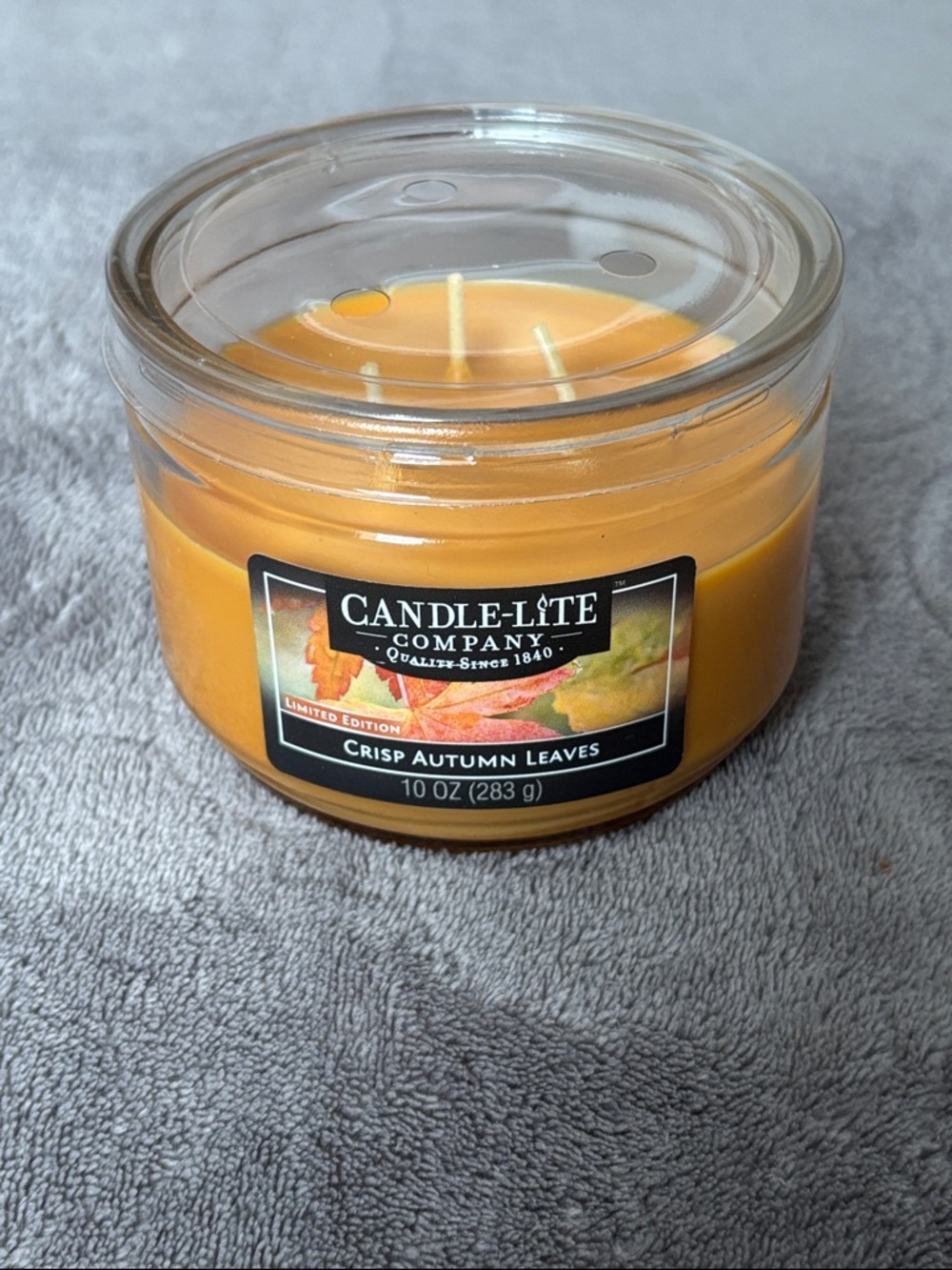 Candle Lite Crisp Autumn Leaves 3 Wick Jar Candle 10 oz